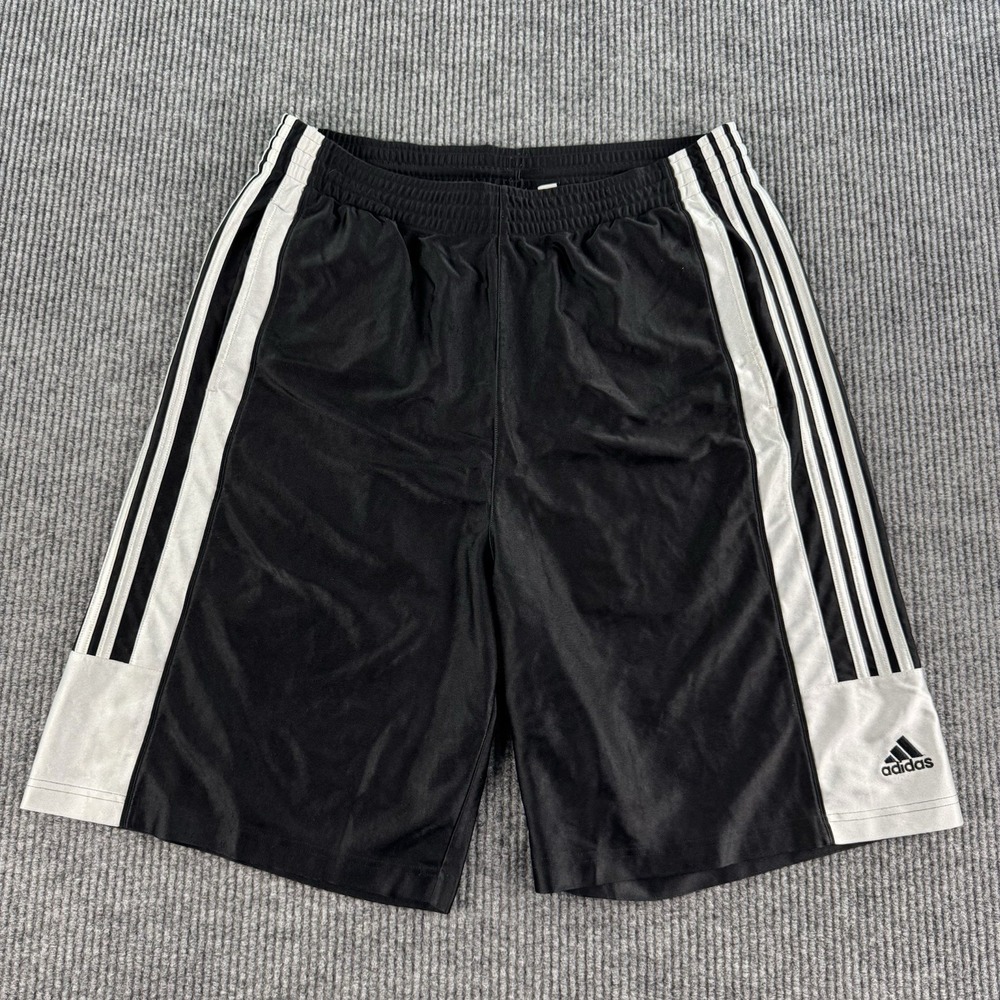 Adidas Shorts Men XXL Black White Mesh Basketball Dazzle Athletic Logo Silky y2k